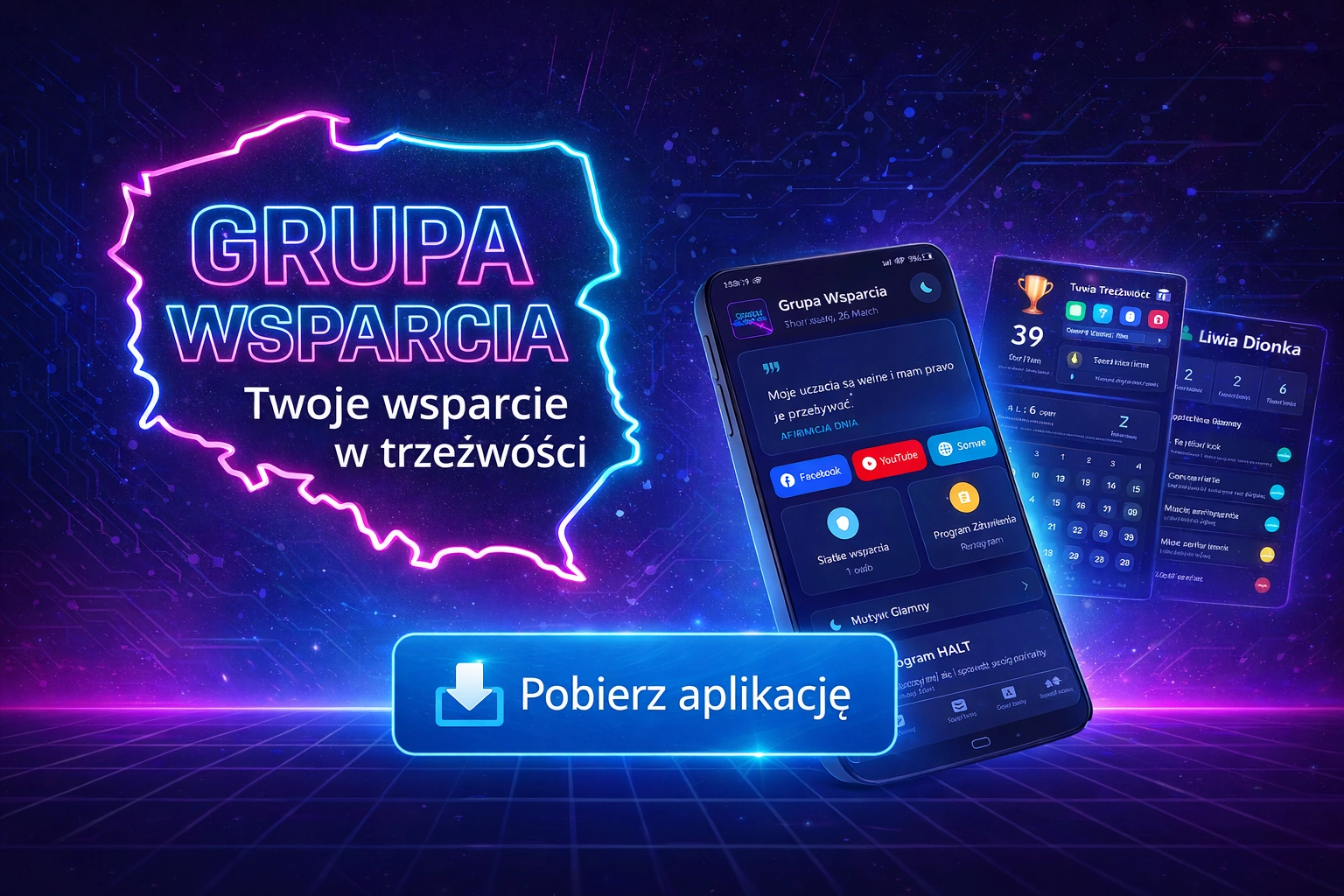 Ilustracja do artykułu: „Nie jesteś sam – poznaj aplikację, która pomaga utrzymać trzeźwość każdego dnia”