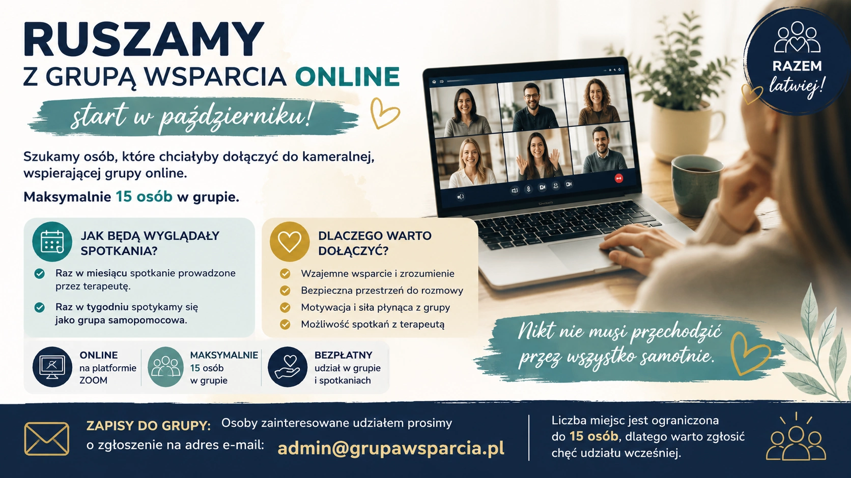 Ruszamy z bezpłatną grupą wsparcia online – start w październiku. - Grupa Wsparcia