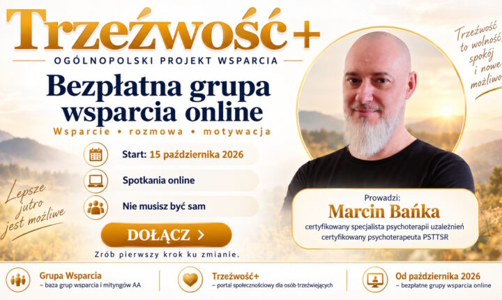Ilustracja do artykułu: Grupa Wsparcia Trzeźwość+ startuje 15 października – prowadzi Marcin Bańka, certyfikowany specjalista psychoterapii uzależnień