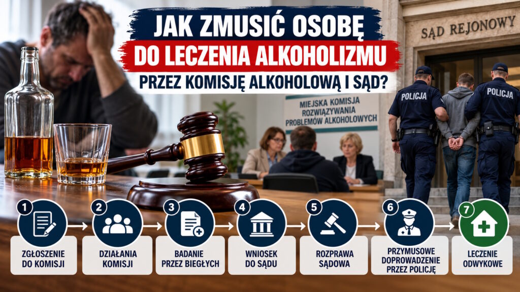 Ilustracja do artykułu: Jak skierować alkoholika na leczenie przez komisję alkoholową i sąd? Co grozi za odmowę leczenia?
