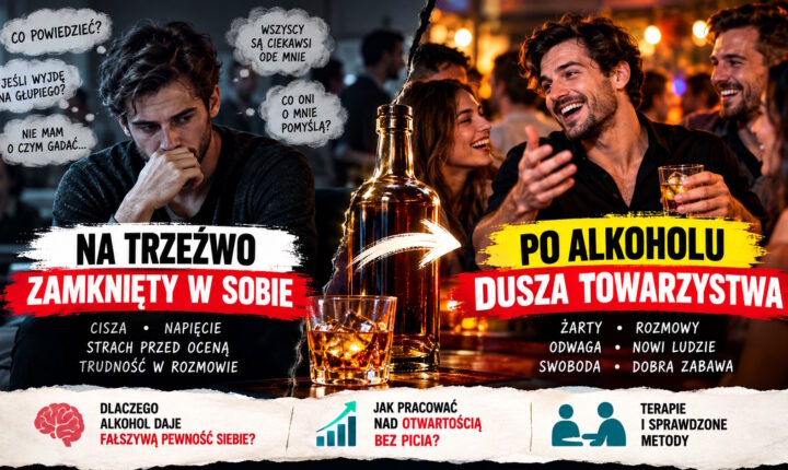 Ilustracja do artykułu: Na trzeźwo zamknięty w sobie, po alkoholu dusza towarzystwa – dlaczego tak się dzieje i czy można nauczyć się otwartości bez picia?
