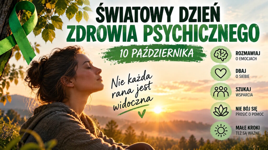 Ilustracja do artykułu: ŚWIATOWY DZIEŃ ZDROWIA PSYCHICZNEGO – NIE KAŻDA RANA JEST WIDOCZNA. CZAS PRZESTAĆ MILCZEĆ O CIERPIENIU